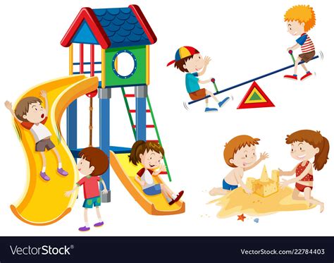 Kids Playing On Playground Clip Art
