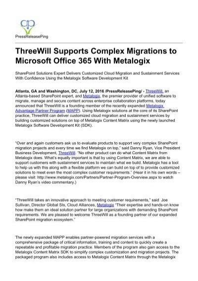 Threewill Supports Complex Migrations To Microsoft Office 365 With