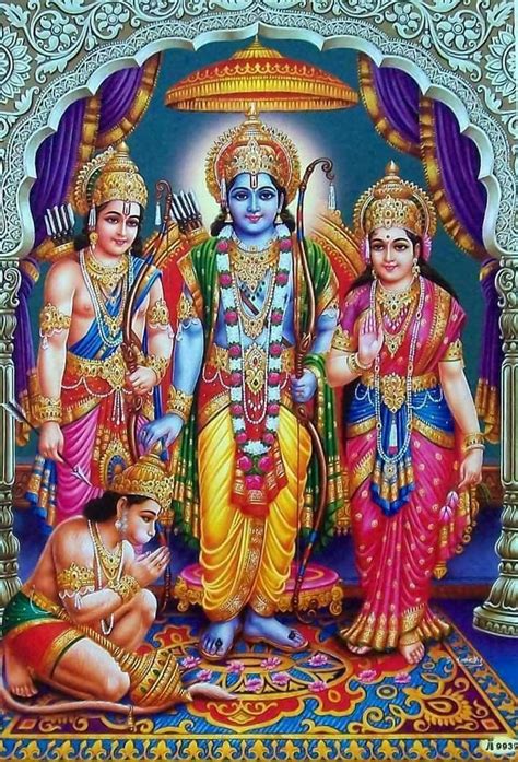 Sita Ram Laxman With Hanuman Hindu Gods Hanuman Rama Image