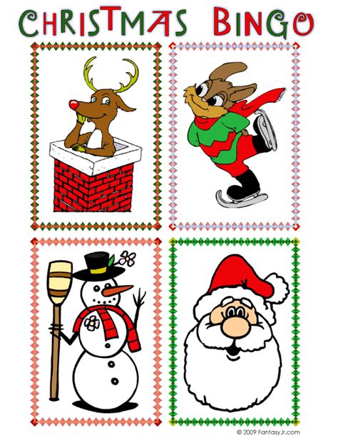 Christmas Bingo Calling Card 1 Woo Jr Kids Activities