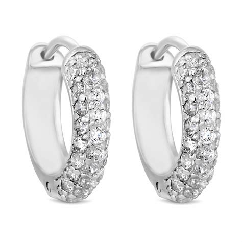 Simply Silver Sterling Silver Cubic Zirconia Pave Hoop Earring