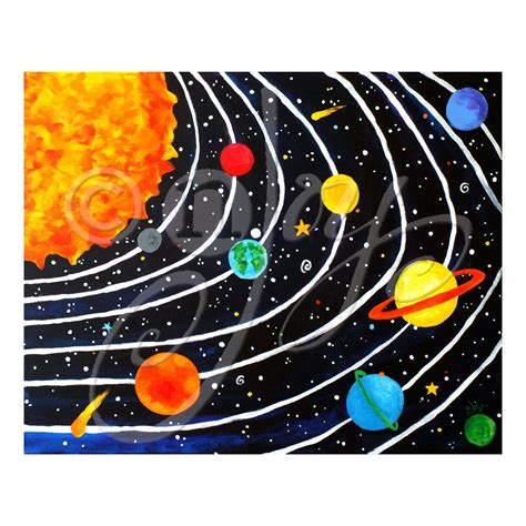 Solar System Wall Art Print For Childrens Rooms 20x16 Inch Etsy