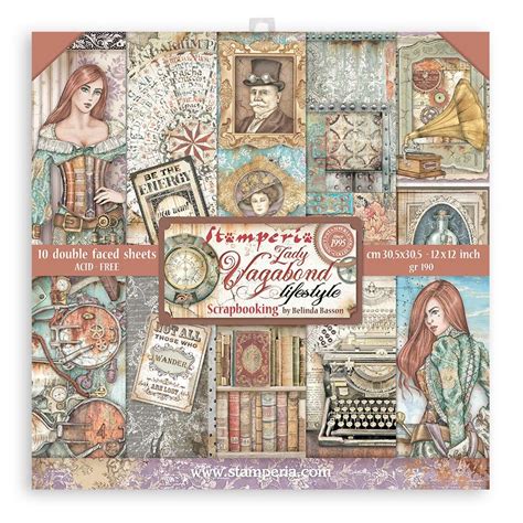 Stamperia Double Sided Paper Pad 12x12 10pkg Lady Vagabond Lifestyle