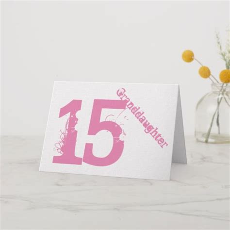 Granddaughter 15th Birthday White And Pink Card 15th