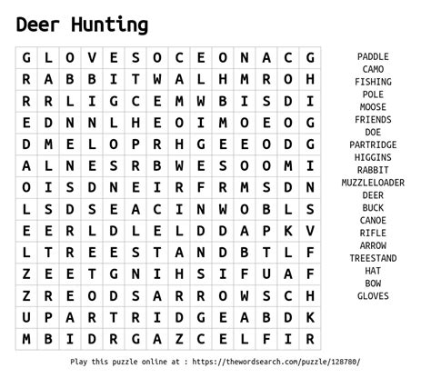 Download Word Search On Deer Hunting