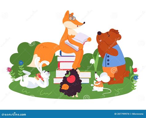 Animal Friends Reading Fun Animals School Bear Fox Rabbit Read Book