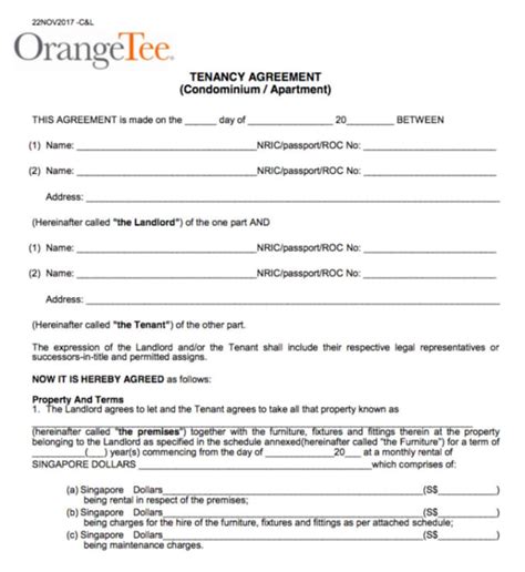A tenancy agreement is basically a contract that documents the terms and conditions of a landlord for his/her tenant(s). Prepare a singapore residential tenancy agreement by ...