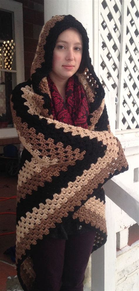 Crochet Pattern Hooded Blanket Granny Square Hooded Blanket Afghan Blanket Granny Squares