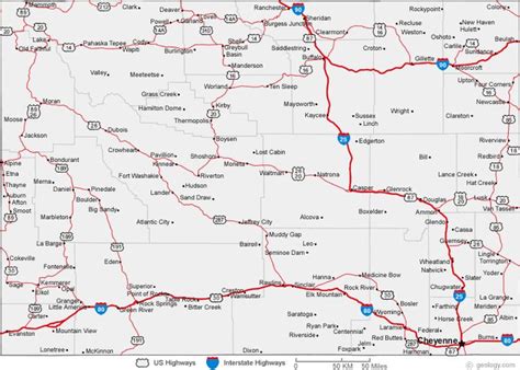Wyoming Road Map Wyoming 44 Pinterest
