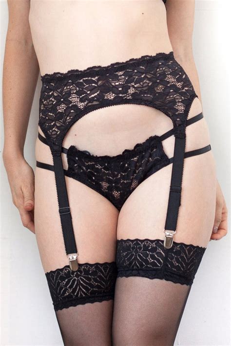 sexy black lace garter belt women s susperder lace mesh