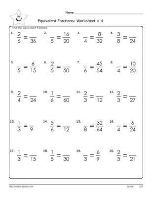 Because when you multiply or divide both the top and bottom by the same number, the fraction keeps it's value. 9 Worksheets for Practicing Equivalent Fractions ...