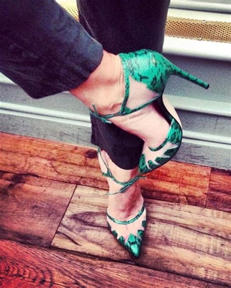 Bionda Castana Lana Geometric Panel Green Elaphe Pump Shoes Post