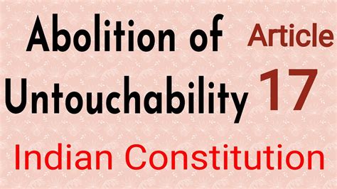 Abolition Of Untouchability Article 17 Indian Constitution