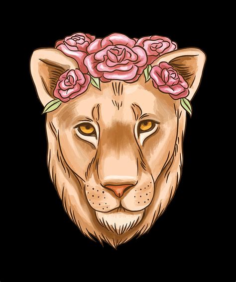 Lioness Watercolor Female Lion With Flowers Digital Art By Norman W