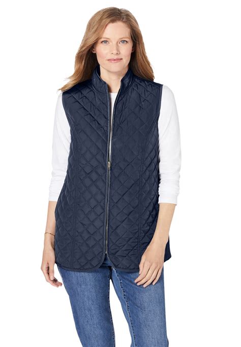 Woman Within Woman Within Womens Plus Size Zip Front Quilted Vest 5x Navy Blue Walmart