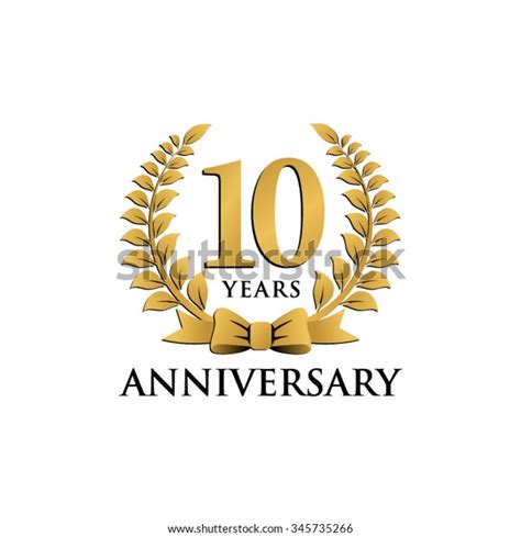 10 Years Anniversary Wreath Ribbon Logo Stock Vector Royalty Free