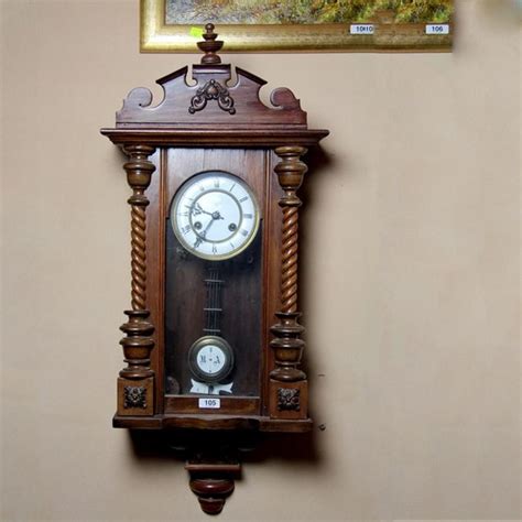 19th Century German Walnut Regulator With Enamel Dial Clocks Wall