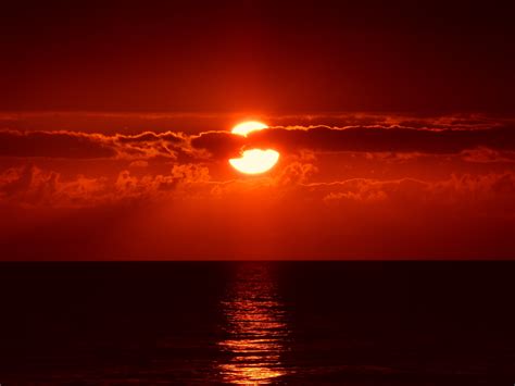 무료 이미지 바닷가 바다 물 대양 수평선 구름 태양 해돋이 일몰 햇빛 새벽 분위기 황혼 저녁 주황색
