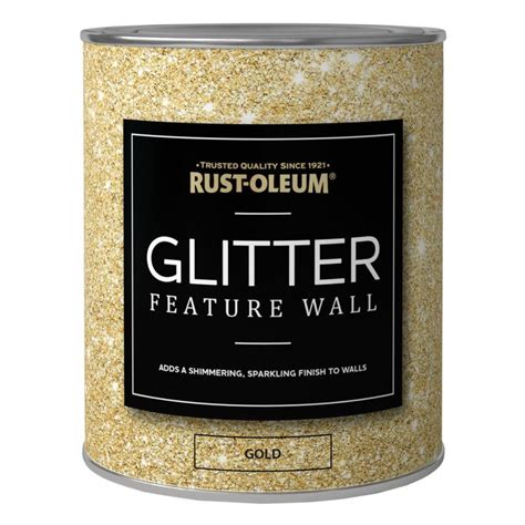 Rust Oleum Feature Wall Glitter Gold Paint 1l Glitter Wallpaper