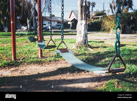 Swings In The Park Close Up Stock Photo Alamy