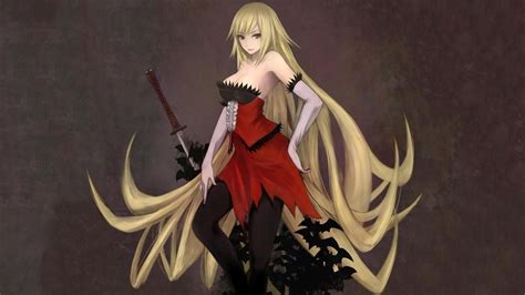 Wallpaper Illustration Blonde Long Hair Monogatari Series Anime