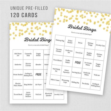 Printable Bridal Shower Bingo Game Prefilled Bingo Game Cards Etsy