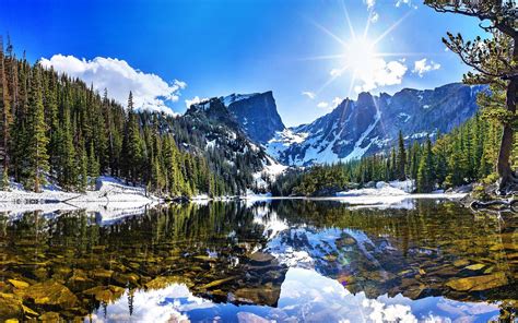 Download Wallpapers Rocky Mountain National Winter Lake Forest