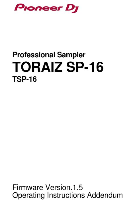 Pioneer Dj Toraiz Sp Operating Instructions Addendum Pdf Download Manualslib