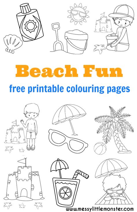Print these cards for your writing center during christmas time! Beach Colouring Pages - Messy Little Monster