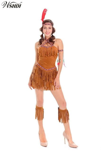 2018 New Sexy Ladies Pocahontas Native American Indian Wild West Fancy