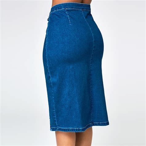 Fashion Denim Pencil Skirt High Waisted Blow Knee Blue Jeans Skirts Wearlooks High Waisted