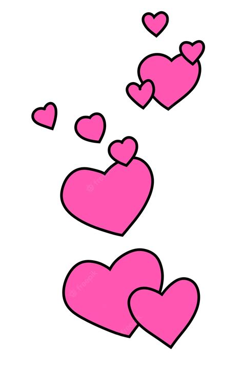 Premium Vector Pink Heart With Outline Cartoon Love Hearts Set