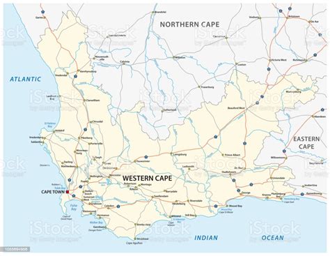 South Africa Western Cape Province Road Map Stock