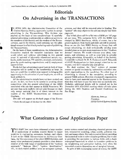 What Constitutes A Good Applications Paper Ieee Journals And Magazine