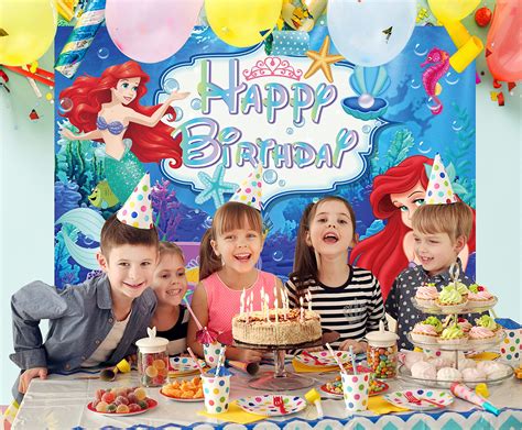 Mermaid Happy Birthday Backdrop Under The Sea Little Mermaid Birthday