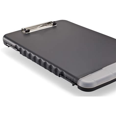 Officemate Slim Clipboard Storage Box Wlow Profile Clip Charcoal