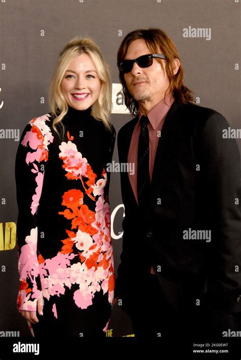 los angeles california usa 20th november 2022 actress singer emily kinney and actor norman