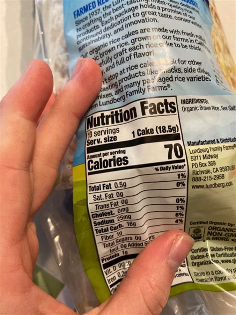 Calories from fat 74 g 44 %. Lundberg Organic Rice Cakes, Brown Rice, Lightly Salted ...