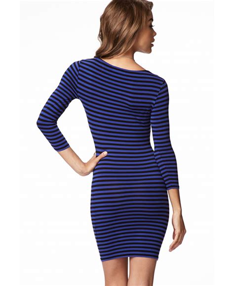 Lyst Forever 21 Striped Bodycon Dress In Blue