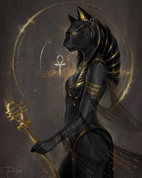 An Egyptian Woman Holding A Golden Key In Her Right Hand And Wearing A Black Cat Costume