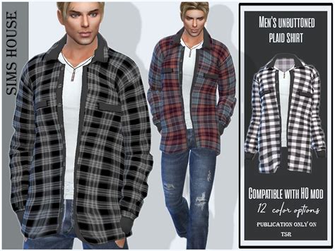 Unbuttoned Plaid Shirt By Sims House At Tsr Sims 4 Updates