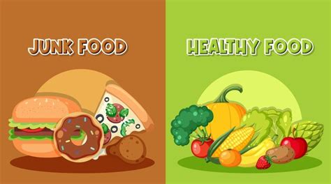 Premium Vector Comparison Of Healthy Food Vs Unhealthy Junk Food