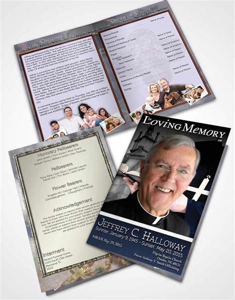 Bifold Order Of Service Obituary Template Brochure Morning Breeze