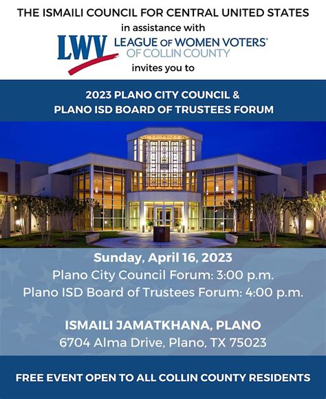 2023 Plano City Council And Plano Isd Board Of Trustees Forum Ismaili