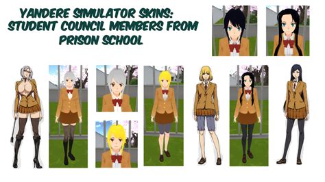 Yandere Simulator Skins Prison School Charcaters By Hairblue On