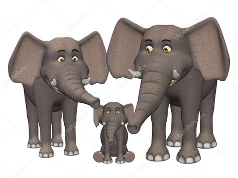 3d Dibujos Animados Elefante Familia 2023