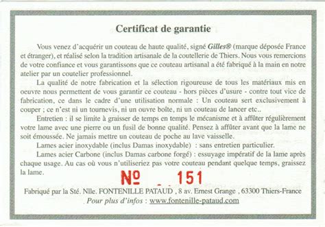 Model Certificat De Garantie
