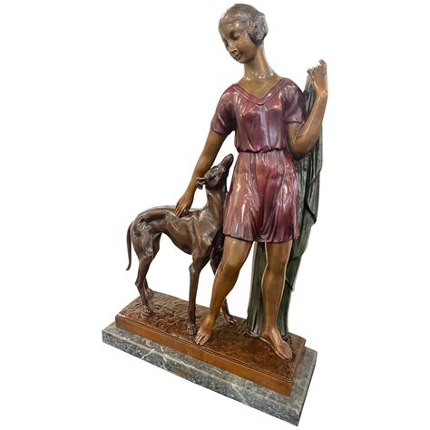 Art Deco Bronze Greyhound Sculpture By Irénée René Rochard At 1stdibs