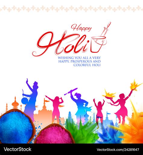 Colorful Happy Holi Background For Color Festival Vector Image