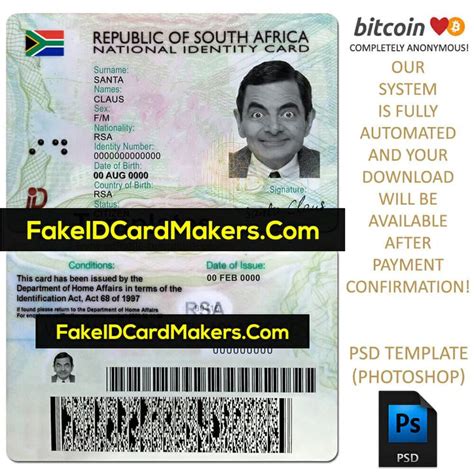 Looking for duplicate social security card maker online? South Africa Id Card Template Psd Editable Fake Download ...